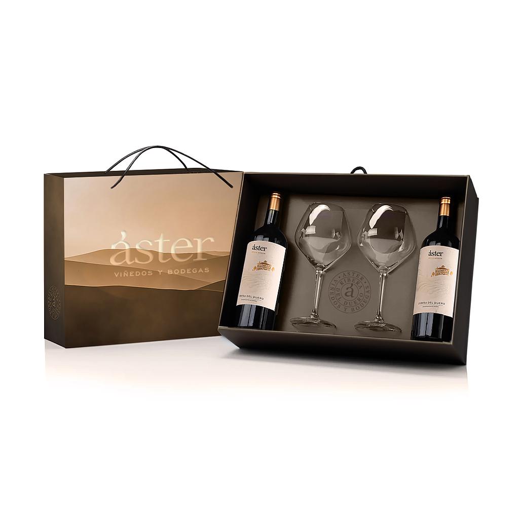 ESTUCHE 2 BOTELLAS VINO LA RIOJA ALTA ASTER 750 ML + 2 COPAS 2022