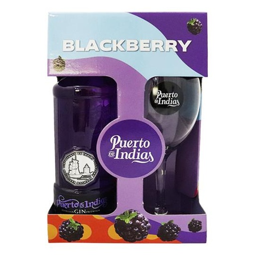 [879] GIN PUERTO DE INDIAS BLACKBERRY 700 ML + COPA