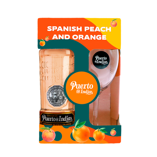 [406] GIN PUERTO DE INDIAS PEACH & ORANGE 700 ML + COPA