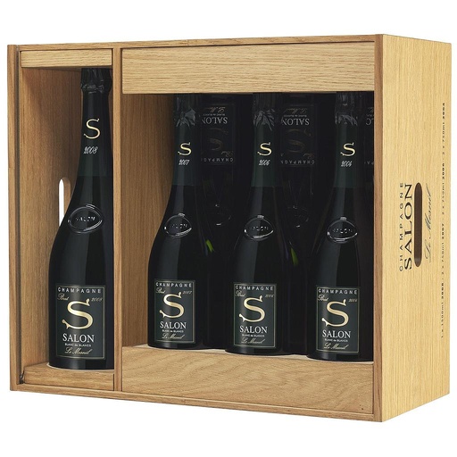[748] SALON CAISSE OENOTHEQUE CHAMPAGNE (2 X 2004, 2 X 2006, 2 X 2007)750 ML + 2008 1500 ML